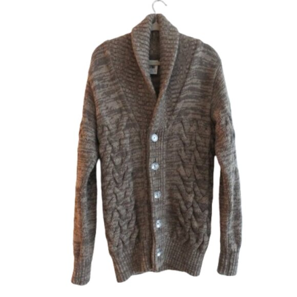 S.N.S. Herning Other - S.N.S. HERNING 100% Wool Shawl Collar Chunky Knit Fisherman Cardigan Men's Sz S